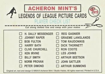 2016 Acheron Mint Legends Of League #14 Tom Raudonikis Back